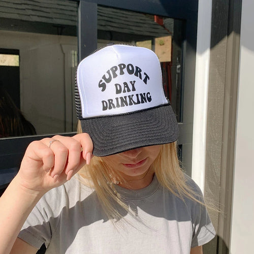 Support Day Drinking Trucker Hat Girly Pink Baseball Cap Summer Woman