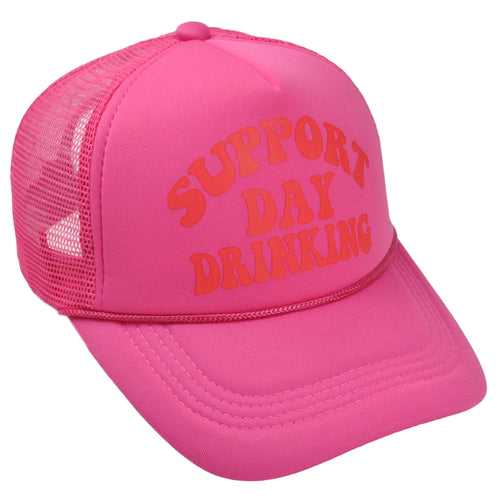 Support Day Drinking Trucker Hat Girly Pink Baseball Cap Summer Woman