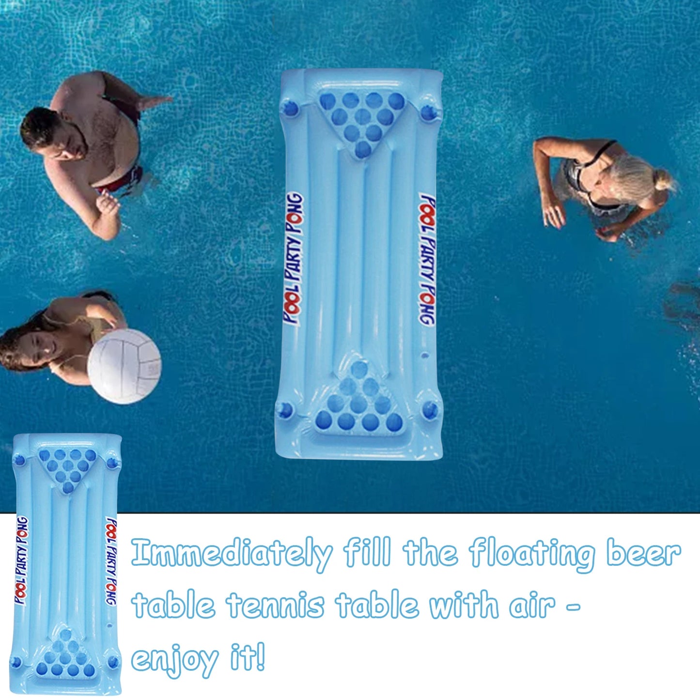 Pool Pong Table Float Adult Pool Inflatable Beer Table Pool Float Summer Water Party Barge Fun Air Mattress Swimming Pool Raft