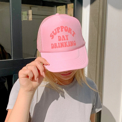 Support Day Drinking Trucker Hat Girly Pink Baseball Cap Summer Woman