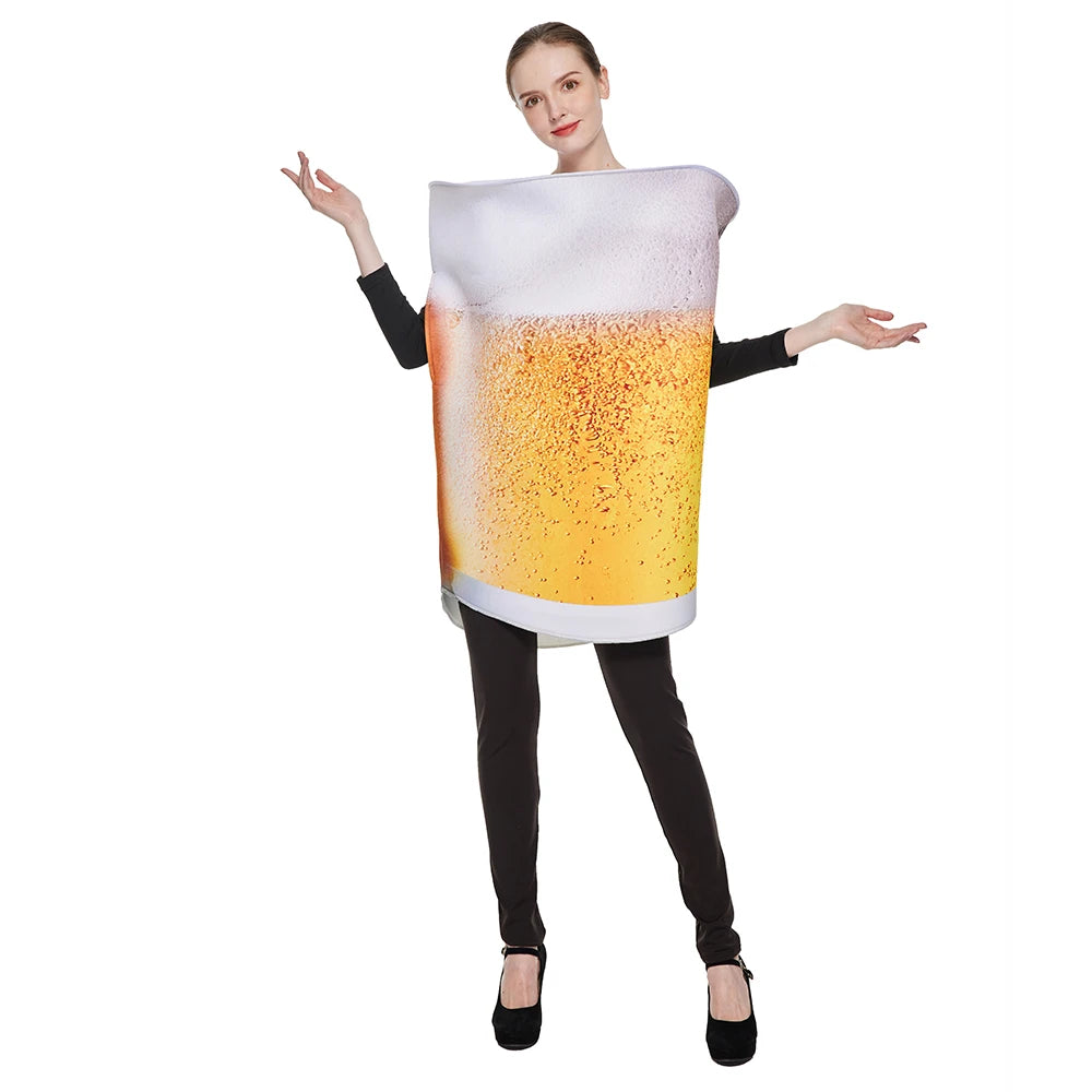 Eraspooky Funny Adult Beer Costume Unisex sponge Whisky Rum Bottle Beer Bottle Can Jumpsuits Halloween Costumes Beer Festival