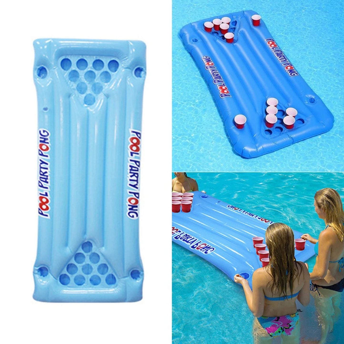 Pool Pong Table Float Adult Pool Inflatable Beer Table Pool Float Summer Water Party Barge Fun Air Mattress Swimming Pool Raft